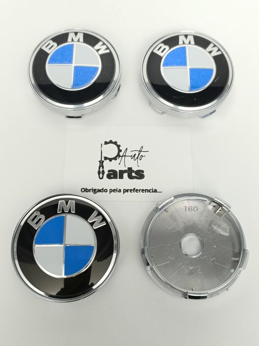 Centros de jante BMW 60mm azuis e brancos