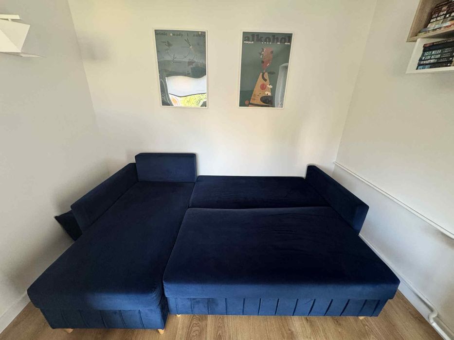 Narożnik granatowy welurowy