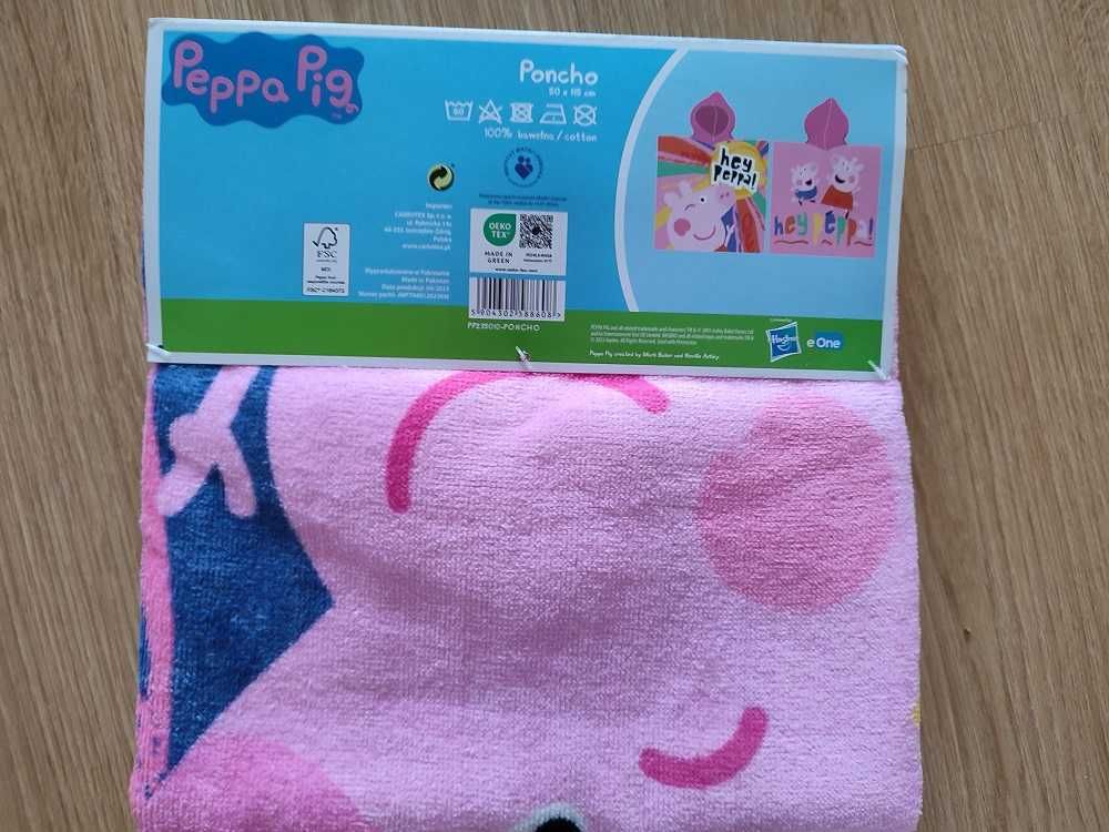 Poncho ponczo ŚWINKA PEPPA 50x115 nowe