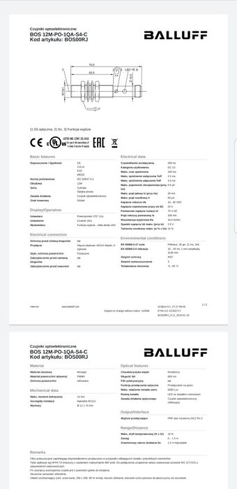 Czujnik refleksyjny komplet BOS 12M-PO-1QA-S4-C

 Zasieg do 1,5m