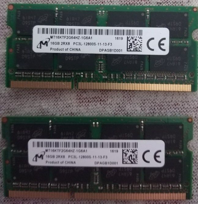 16Gb DDR3l PC3l-12800s 1600MHz Micron для ноутбука/sodimm