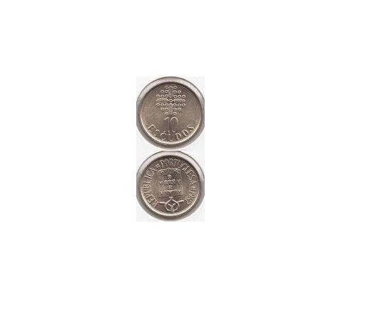 Portugal moedas de 10 escudos 10$00 de 1987 ou 1988 ou 1989 UNC
