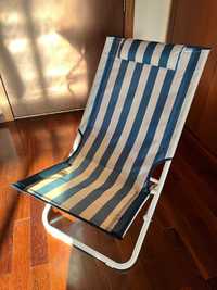 Cadeira Relax Riscas Azul e Branco - Praia ou Jardim