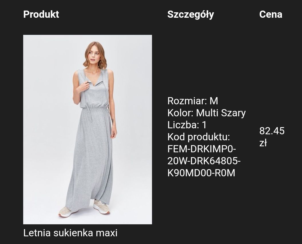 Sukienka maxi, firmy Ewa Minge. 
Kolor szary
Rozmiar M