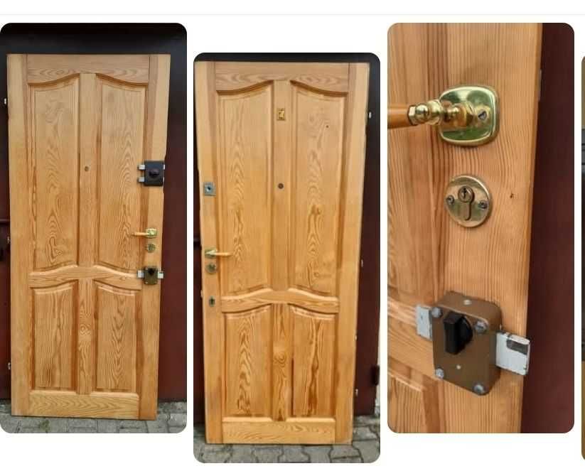 Drzwi drewniane zewnętrzne lewe bez futryny