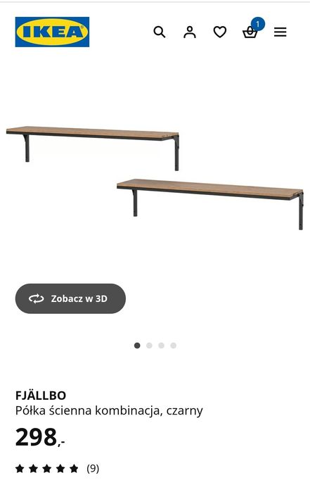 Półka ścienna Fjallbo Ikea, lite drewno