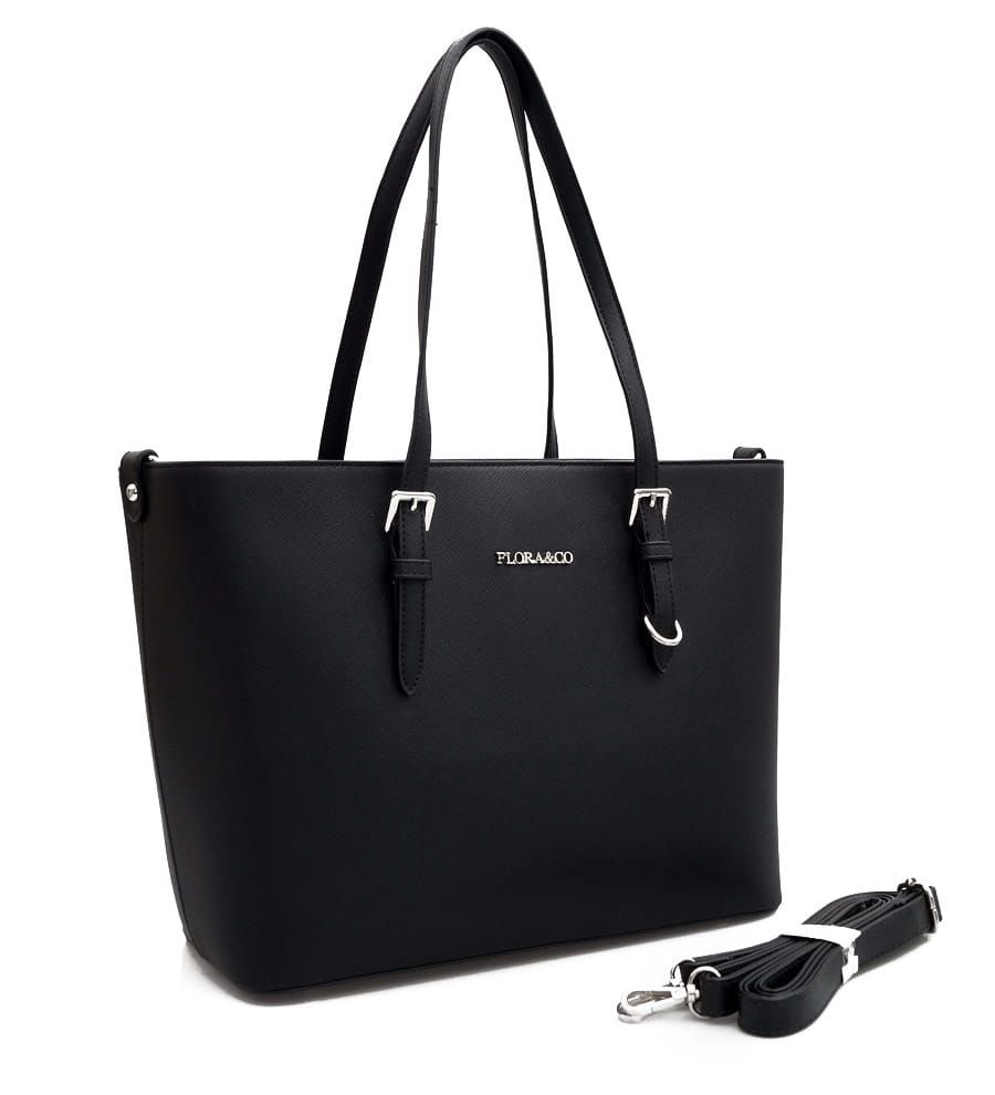FLORA&CO torebka damska klasyczna sztywna z paskiem V048 szara