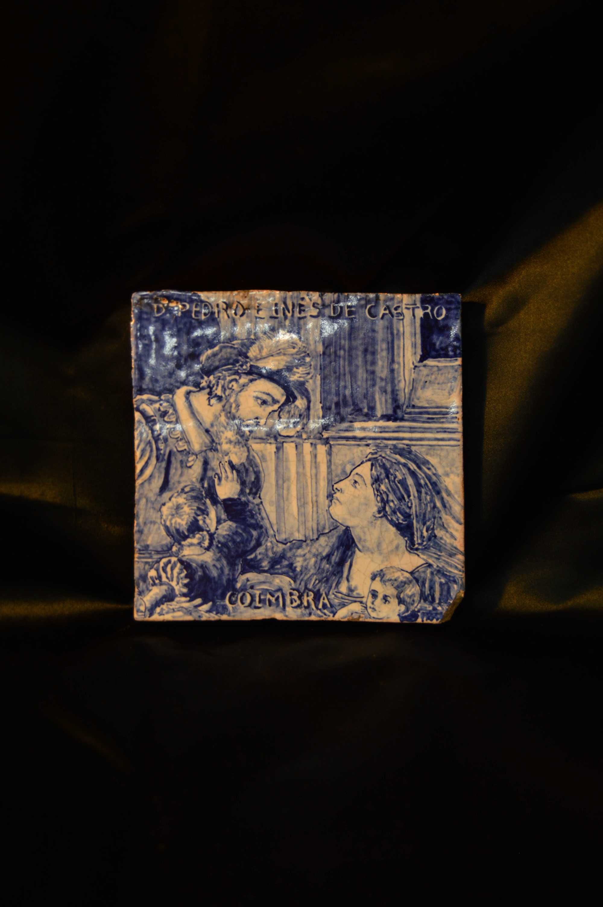 Azulejo pintado à mão - D. Pedro e Inês de Castro (Coimbra)