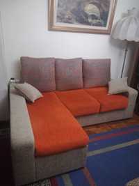 Sofá chaise long em tecido