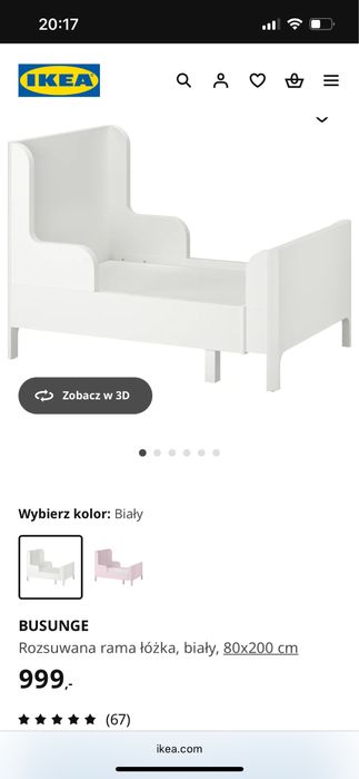 Łóżko - rozsuwana rama 80 x 200 Busange + materac