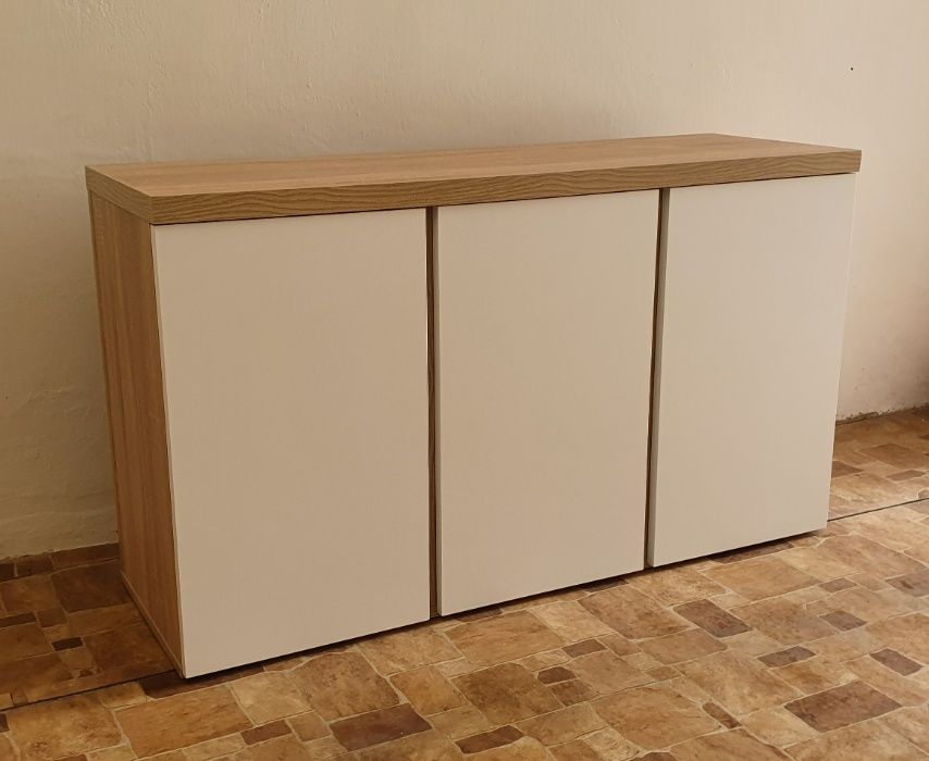 Szafka pod akwarium Dąb Sonoma+białe 120x40i70 blat i PRZEGRDY 36mm