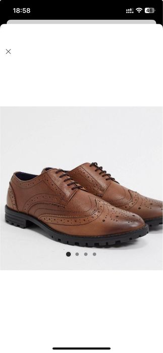 Туфлі / броги з тракторним протектором. натуральна шкіра