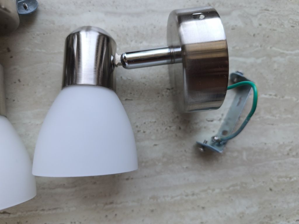 Lampa nad obraz Zestaw 3 szt stal nierdzewna i mleczne szkło.