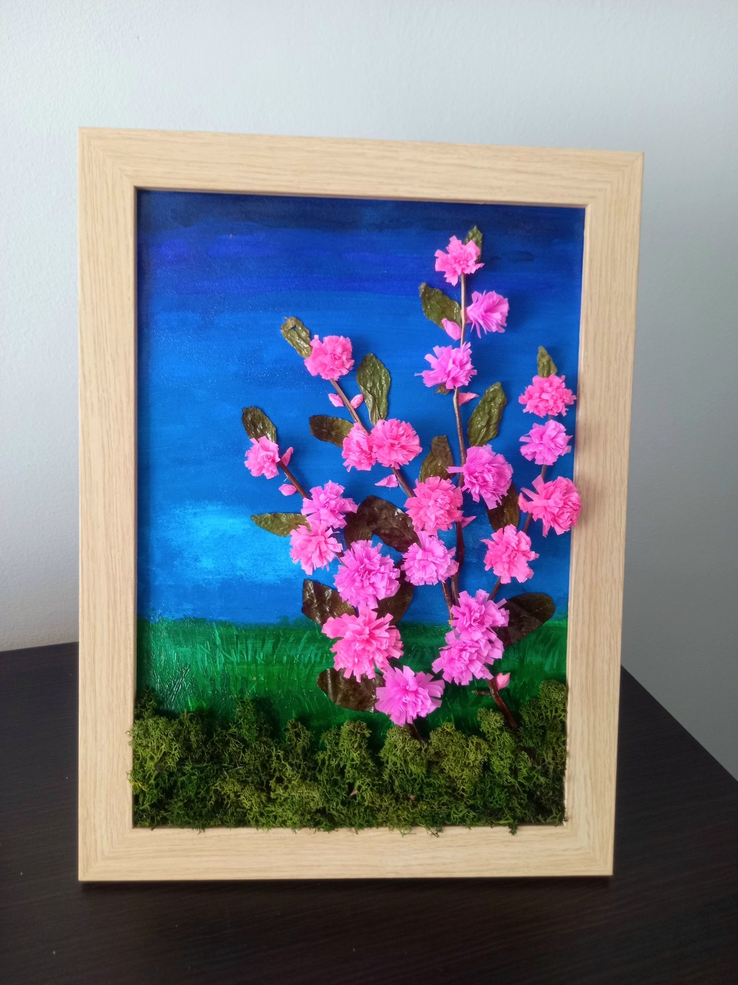 Obraz w ramie Kwiat wiśni z mchem i suszem Dekor 25x34cm