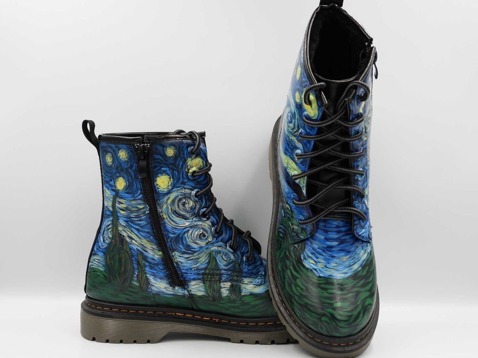 Workery damskie ręcznie malowane - NOC GWIEŹDZISTA