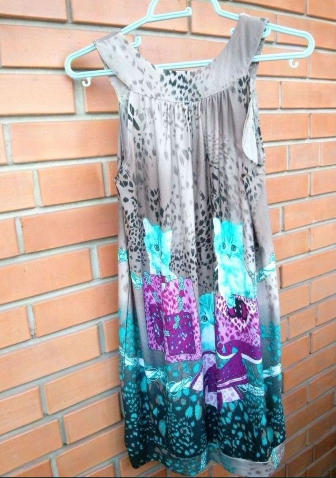 Сукня, що не мнеться, плаття з котами зі стразами сарафан