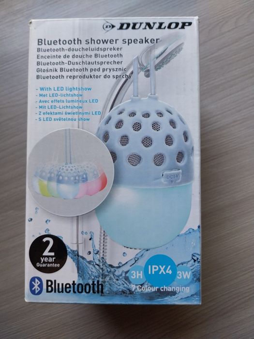 Nowy głośnik Bluetooth pod prysznic z efektami świetlnymi Dunlop