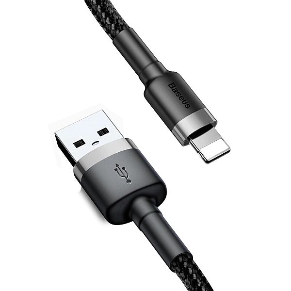 Kabel Baseus Cafule USB-A / Lightning 2A QC 3.0/3 m - czarno-szary