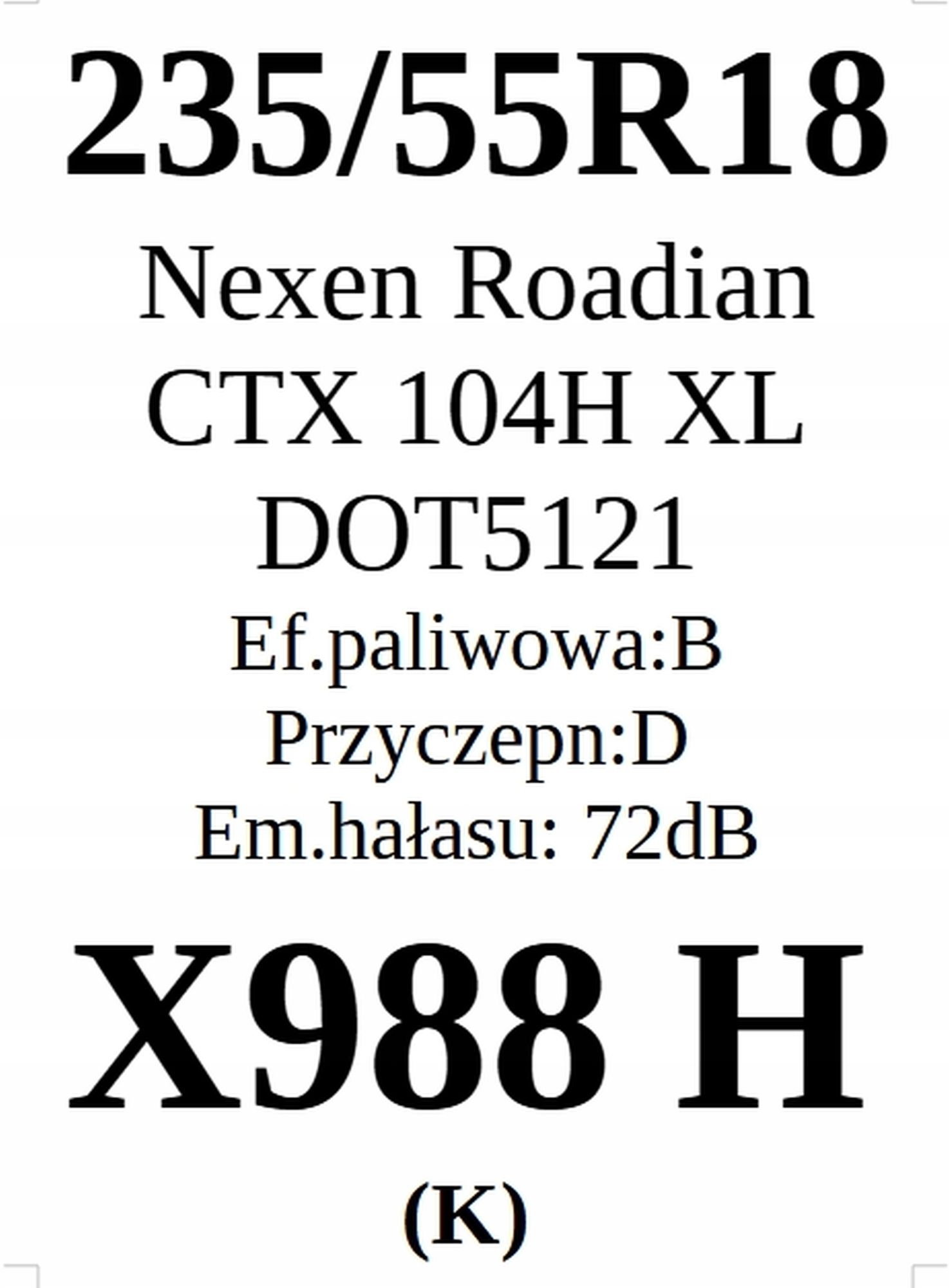 Opony 235/55/18 Nexen 3 Lata Gwar. 4szt L