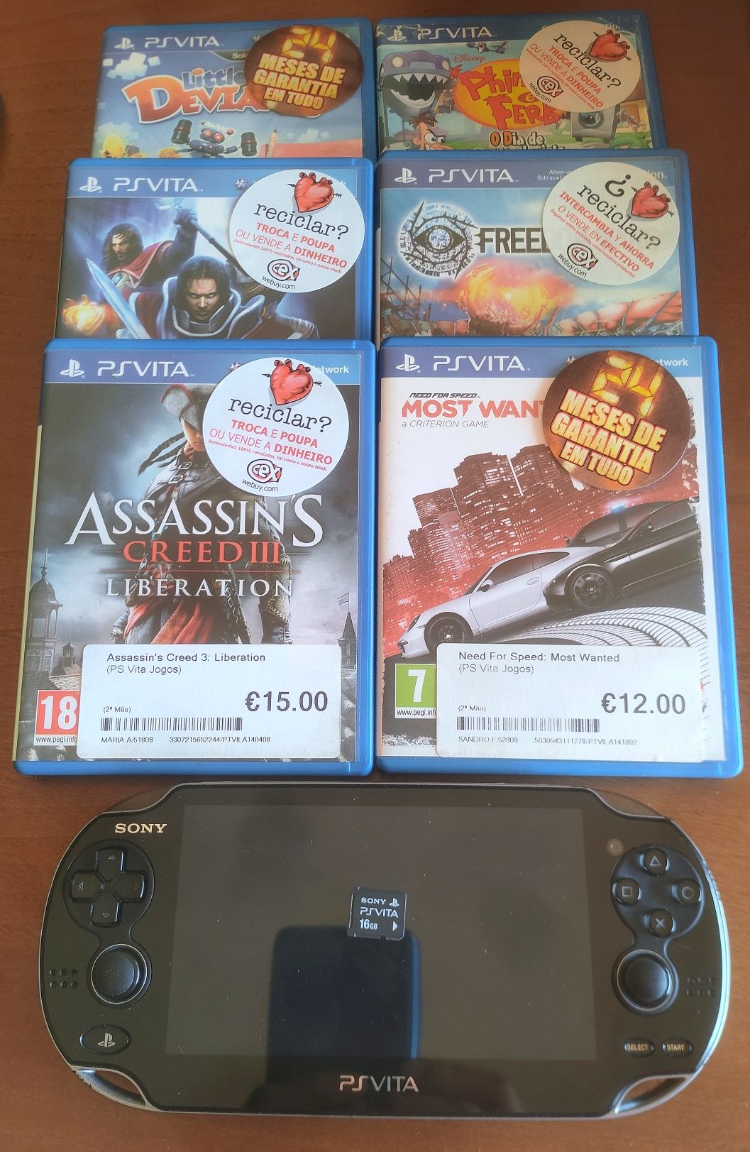 PSVita + 6 Jogos + Cartão 16 GB