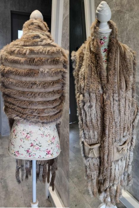 Futrzana kamizelka futro naturalne królik