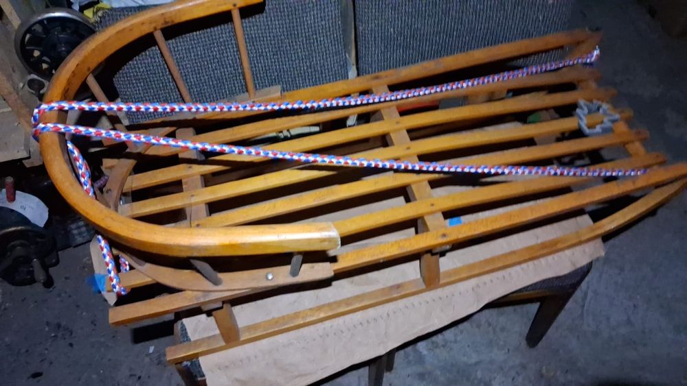 Sanki saneczki sani PRL drewniany 92 cm