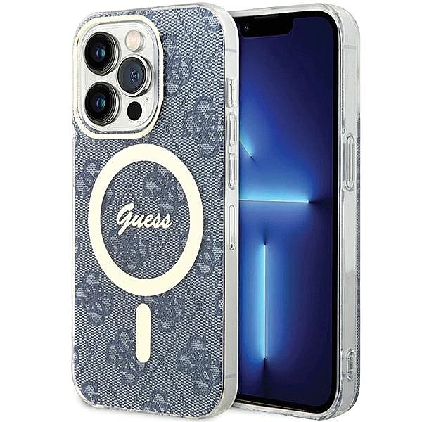 Etui Guess IML 4G MagSafe na iPhone 15 Pro Max - niebieskie