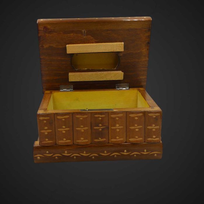 Drewniana szkatułka – zdobiona, ręcznie robiona, styl retro b51/083075