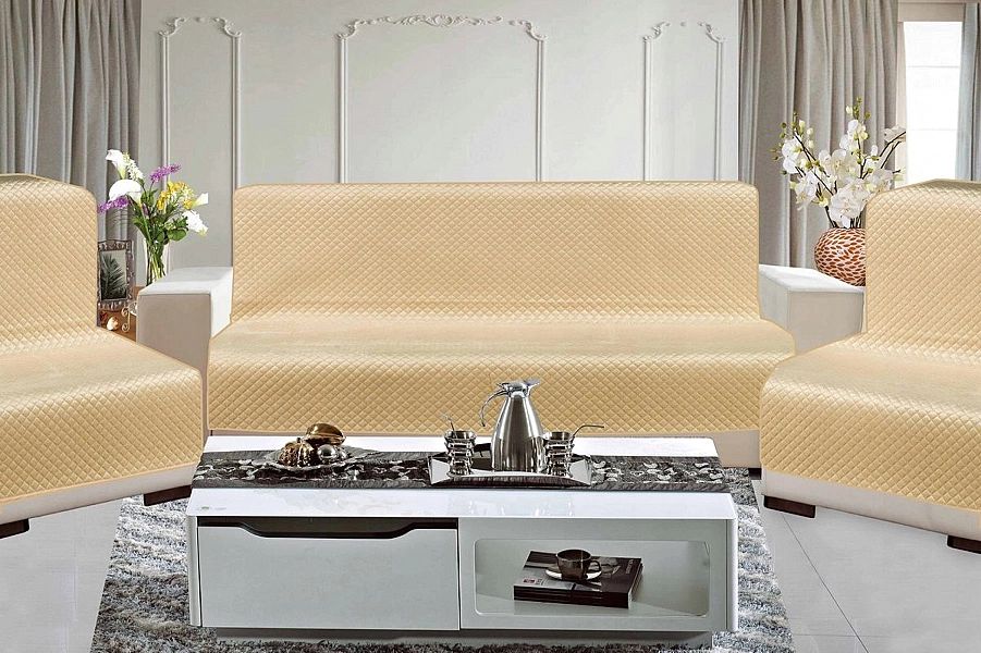 Narzuta 170x210 na łóżko pikowana jednolita 7082 velvet beżowa