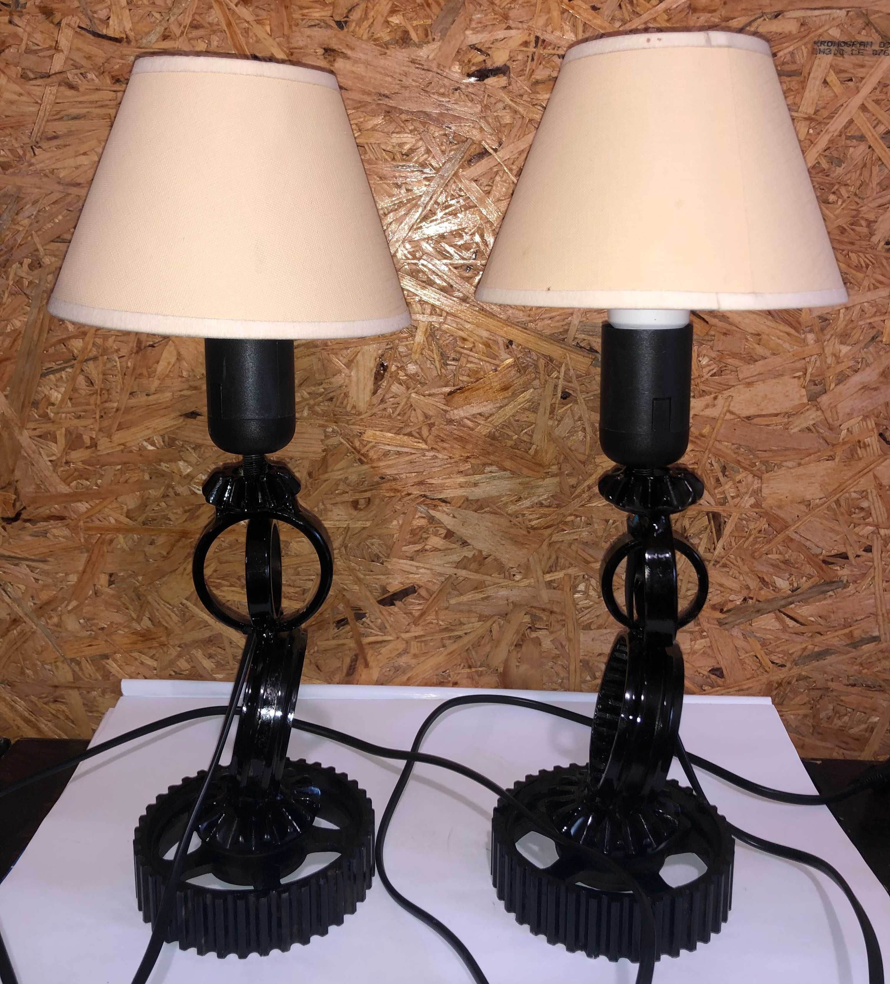 Czarne Lampki nocne komplet LOFT/Koła Zębate 40 x 11 industrial