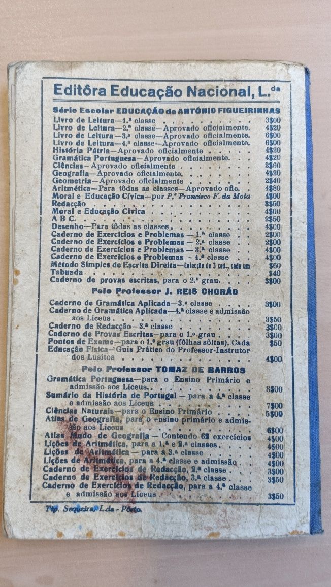 Livro de Ciências Naturais da 4.ª classe de 1944