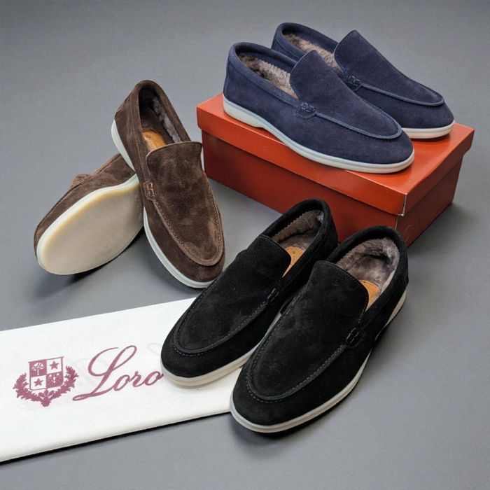 Лофери Loro Piana чоловічі утеплені низькі лофери лоро піана утеплені