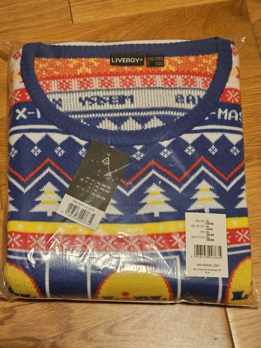 Sweter świąteczny LIDL, nowy, niebieaki, metka, rozmiar XL