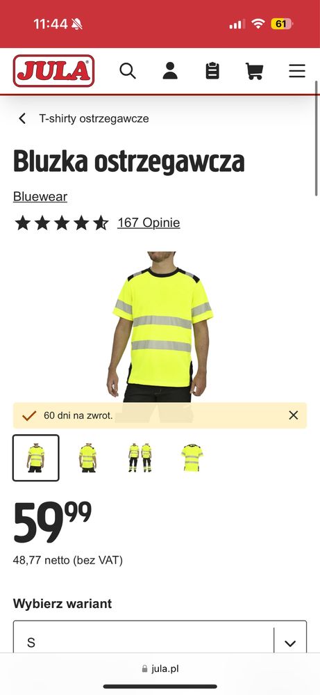 Bluzka ostrzegawcza/robocza
