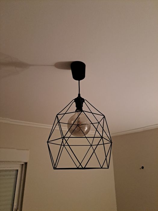 Candeeiro tecto metal preto