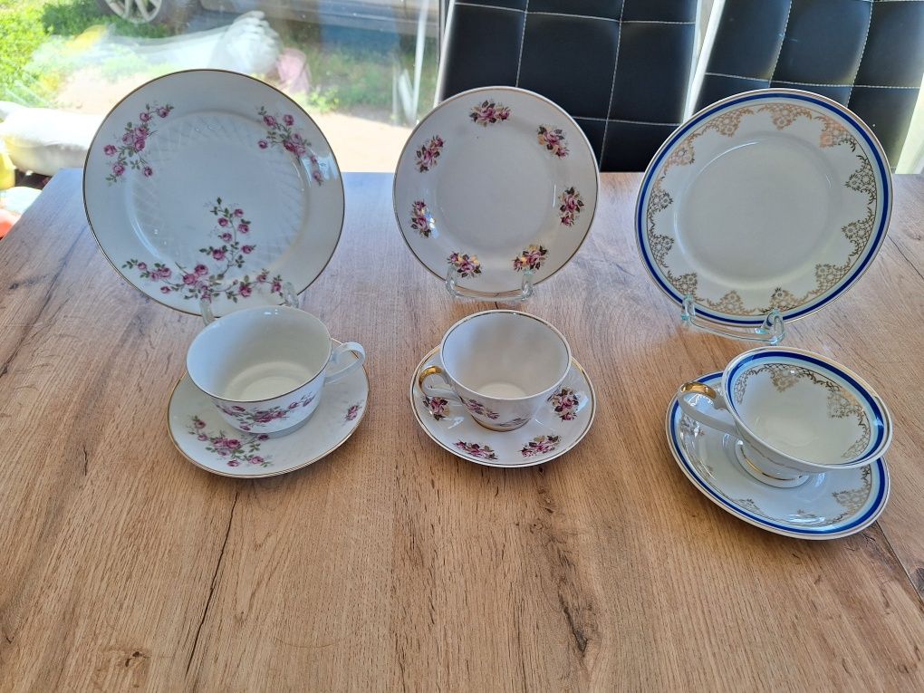 3 trio śniadaniowe porcelana zestaw sniadaniowy