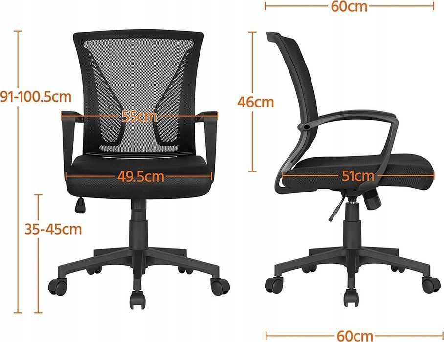 Czarne krzesło biurowe Yaheetech Ergonomiczne