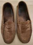 Mocassins de pele genuina castanhos, tamanho 33