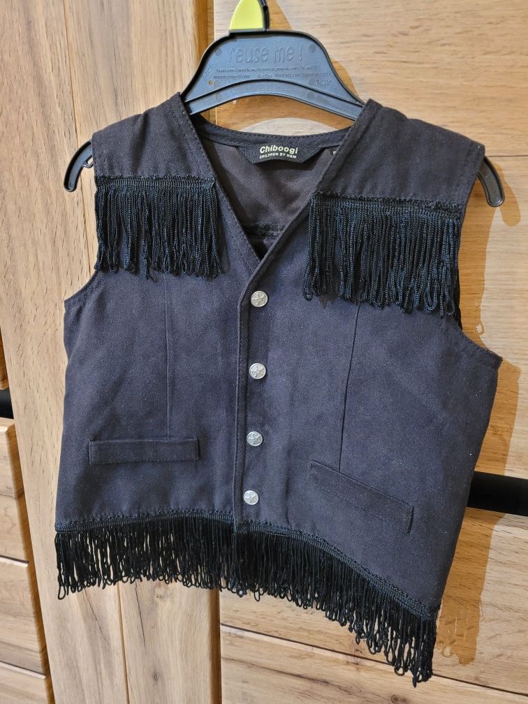 Kamizelka H&M zamsz czarna frędzle