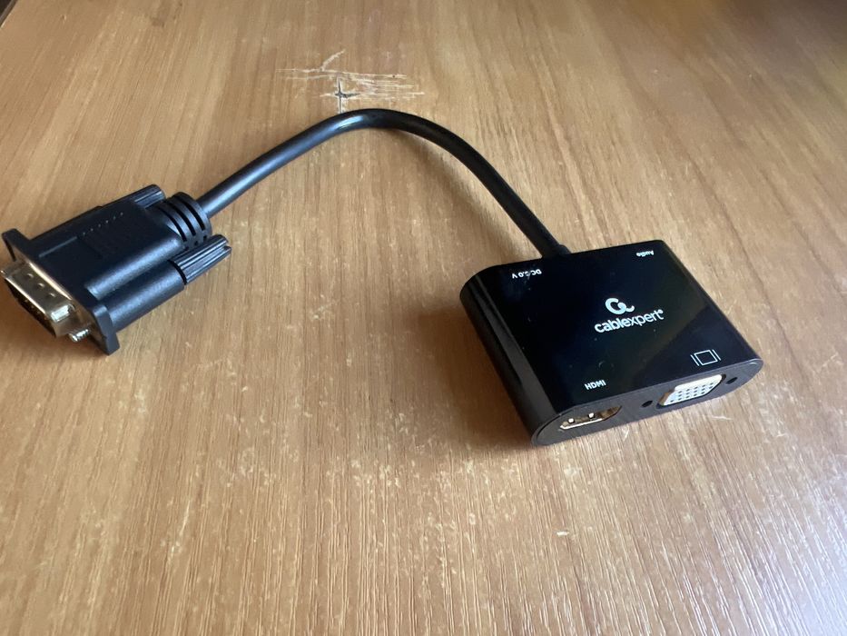 Адаптер-переходник VGA на HDMI/VGA+Аудио 3,5мм (A-VGA-HDMI-02)