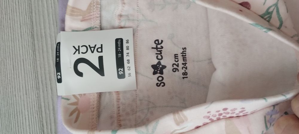 Nowe śpiochy dla dziewczynki 2 pack 92