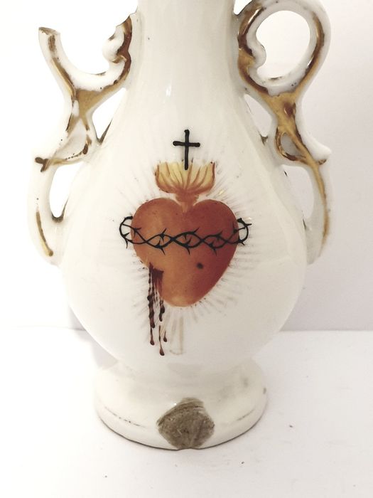 Rara antiga jarrinha de altar - Sagrado Coração - Vista Alegre