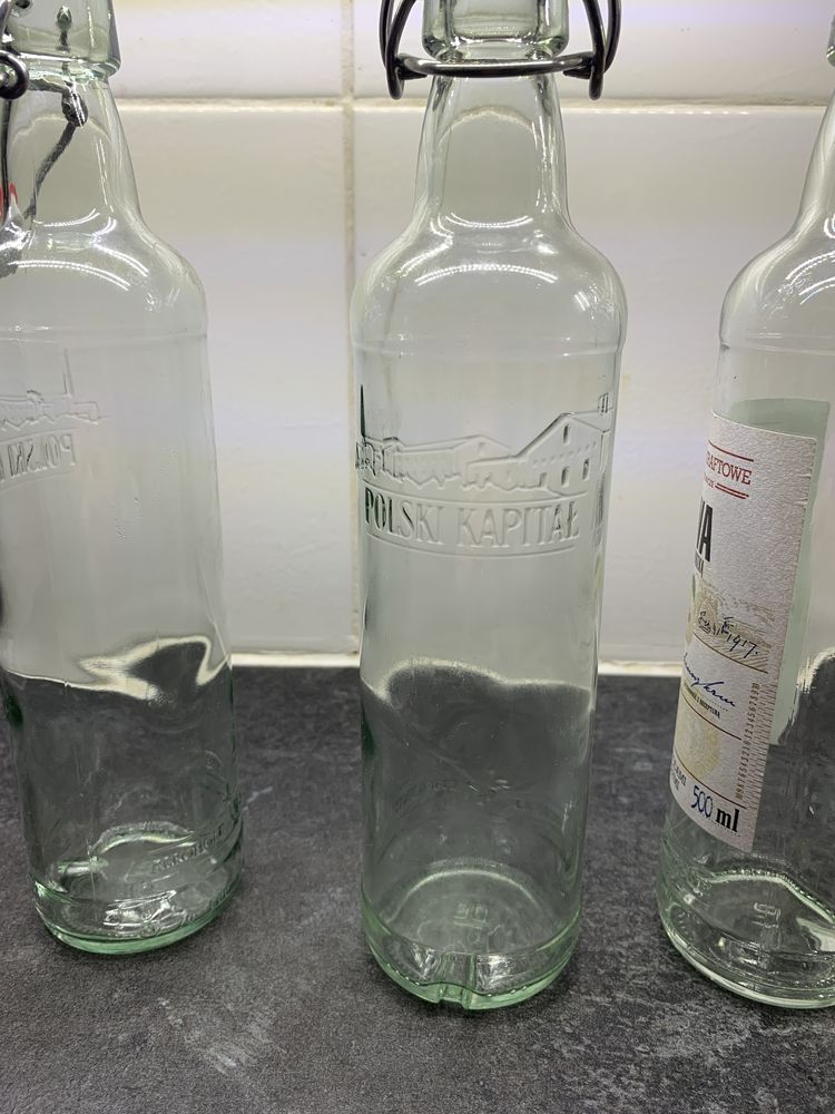Butelki z kapslem 0,5l po alkoholu kraftowym
