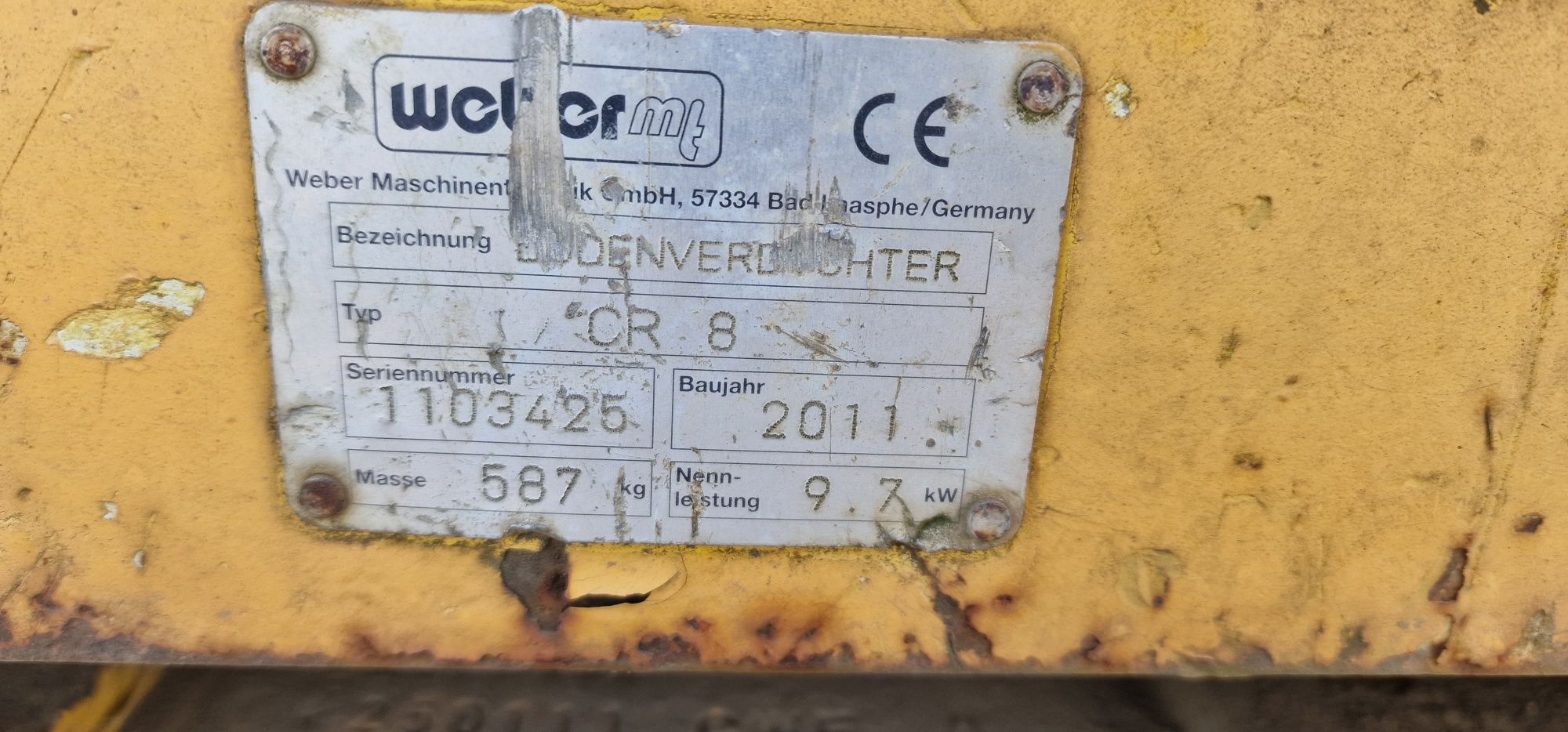 Raty !!! Weber cr8 zagęszczarka  580kg silnik hatz