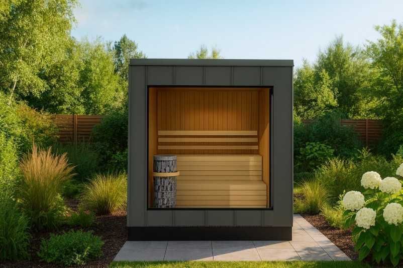 Nowoczesna sauna ogrodowa 220x220 – projekt, wykonanie - Katowice