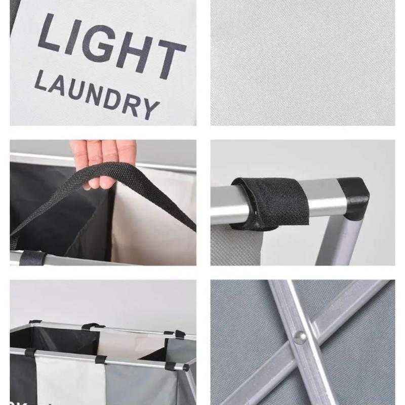 Корзина для белья Laundry на 3 секции складная/тканевая, есть опт
