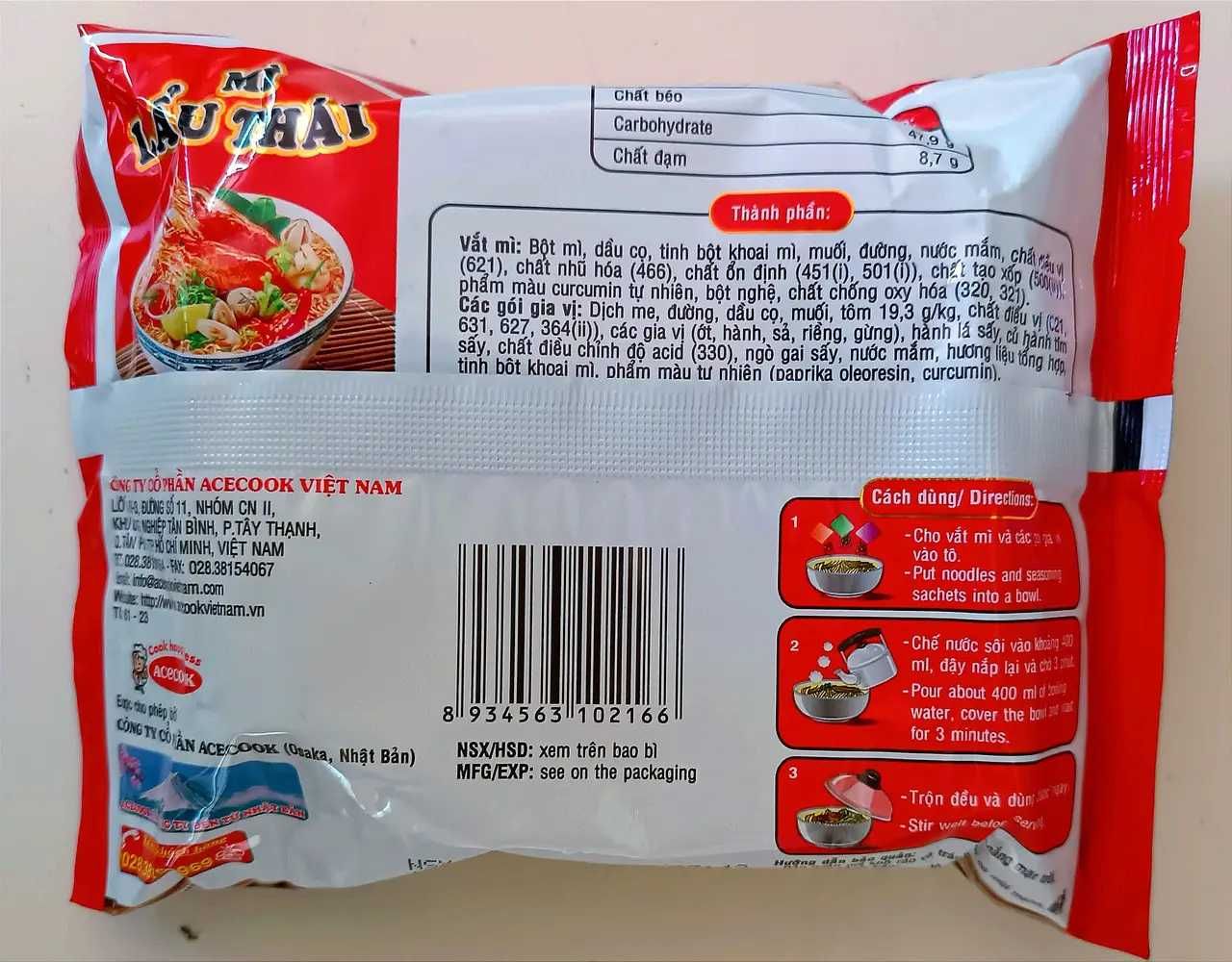 Лапша быстрого приготовления Mi Lau Thai Huong Vi Tom с креветками