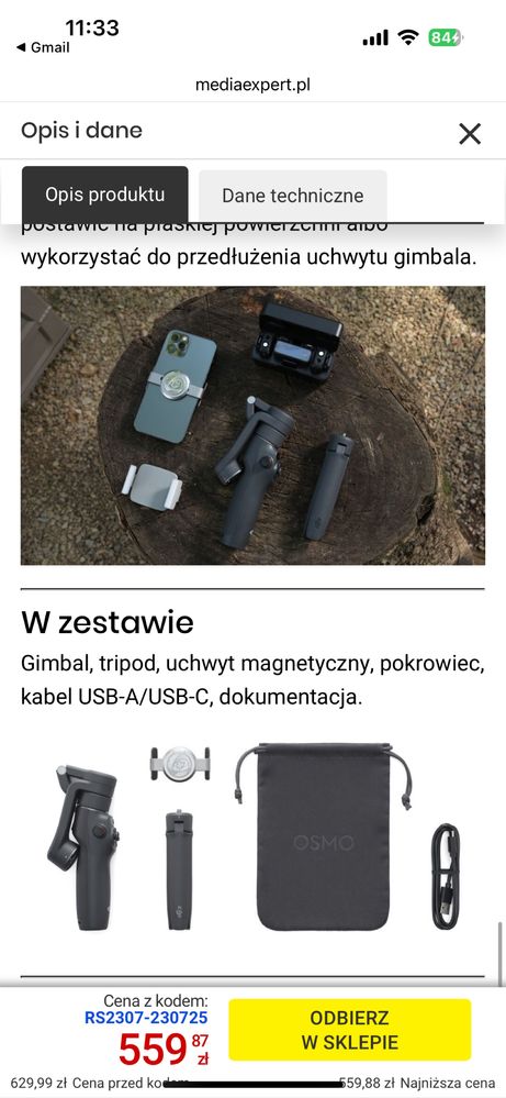 Gimbal ręczny DJI Osmo mobile 6