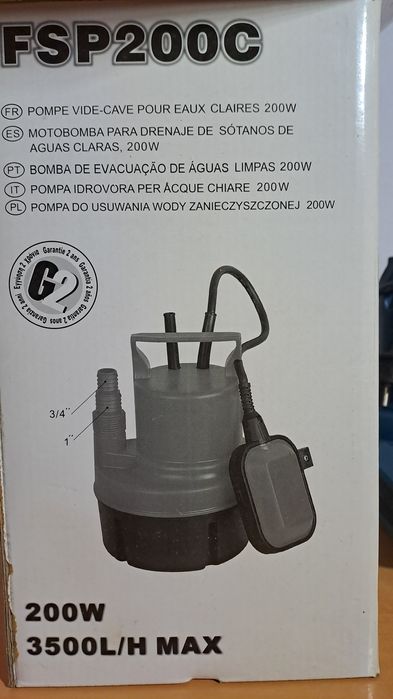 Bomba de evacuação de águas limpas