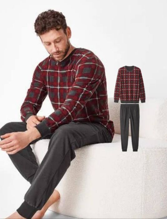 M-L-XL Тепла флісова чоловіча піжама, livergy.